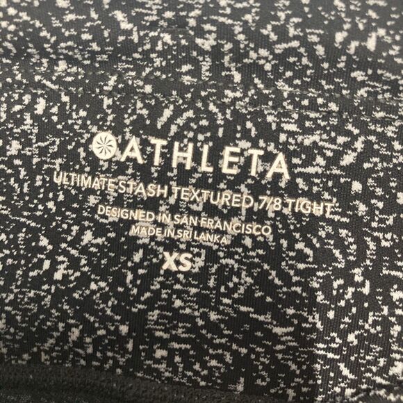 Athleta Black White Ultimate Stash Textured 7/8 Tight Leggings Pockets XS - Picture 5 of 12